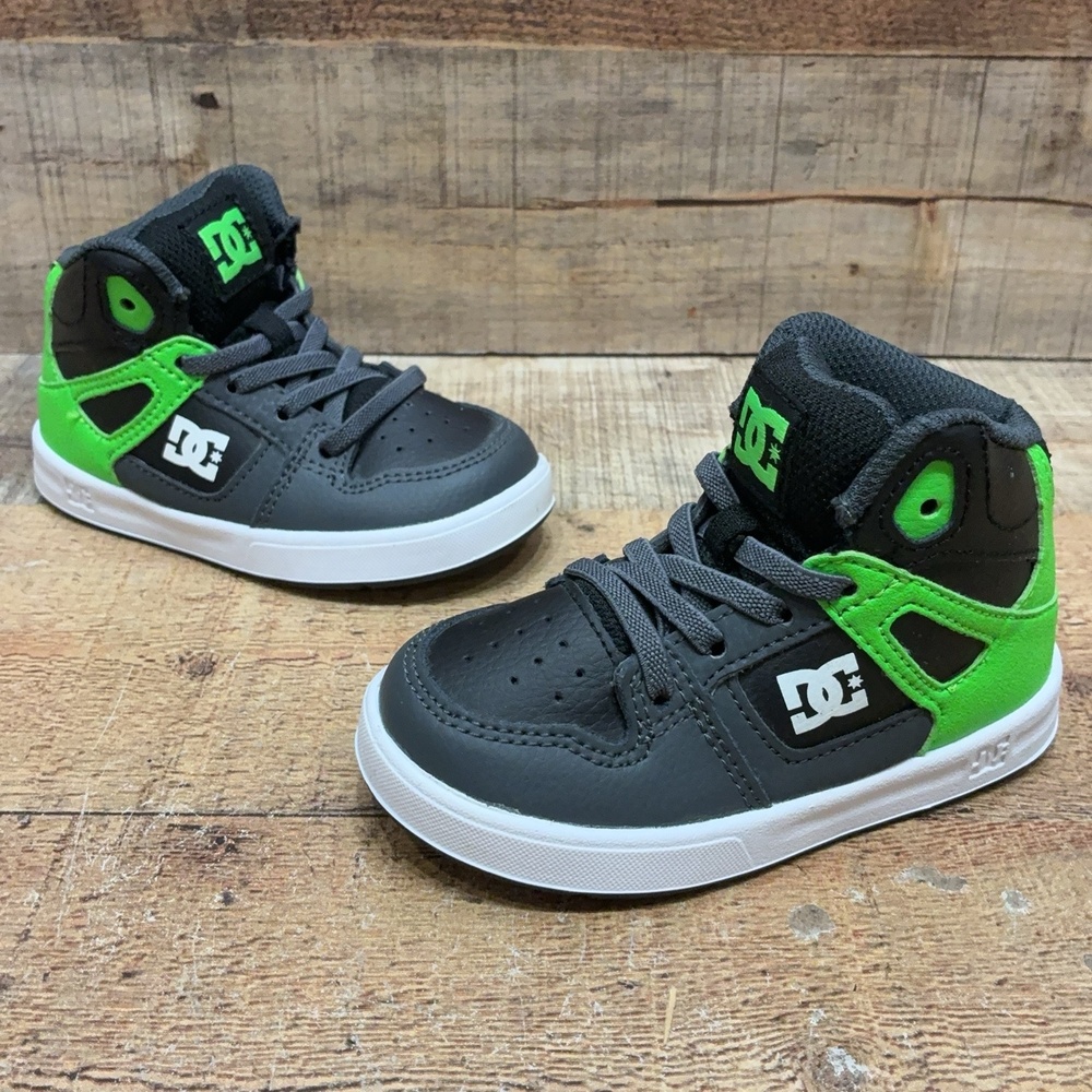 DC Shoes Rebound UL Shoes Boys Toddler Size 7 23 Gray Green High Top Sneaker